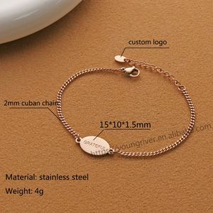 Bracelet chaîne fine en or avec message de gratitude gravé, réglable, bijou significatif, cadeau pour femme - Product Image 6