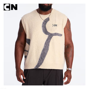 ผู้ผลิตเสื้อสเวตเตอร์ที่ได้รับการรับรอง GRS รับทำโลโก้ตามสั่ง ลายพิมพ์แจ็คการ์ด เสื้อกั๊กไหมพรมถักนุ่มฟูสำหรับผู้ชายไซส์ใหญ่ - Product Image 2