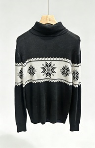 ODM/OEM Women's Viscose Polyester Blend <b>Turtleneck</b> <b>Sweater</b>, Winter Snowflake Jacquard Knit Pullover - Product Image 5