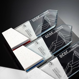 Dianzan Handicrafts Crystal <b>Trophy</b> White Marble Print <b>Engraved</b> Achievement Award Gift Box Packaging Business Gift - Product Image 3