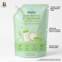 Pochette souple personnalisée sans solvant pour liquide de sécurité infantile, rechargeable, recyclable, avec bec verseur, 500 ml, pour emballage de nettoyant pour biberons