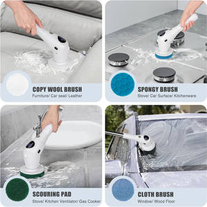 Cepillo de Limpieza Eléctrico Desmontable Ajustable con Mango Largo Inalámbrico de Plástico de 3 Velocidades 8 en 1 para Baño, Sofá y Inodoro - Product Image 5