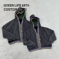 Sweat à capuche unisexe Verdant Strokes personnalisé avec fermeture éclair, double ou triple couche, en coton épais 300g, molleton bouclette français, coupe oversize pour homme