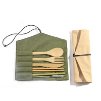 Ensemble de couverts en bambou écologiques, portables, réutilisables, zéro déchet, pour les voyages, cadeau de vacances