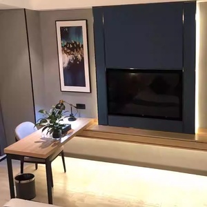 Muebles para Proyectos de Apartamentos y Hoteles, Juego de Dormitorio Moderno con Cama de Madera con Paneles, Mesitas de Noche, Mueble para TV, Armario y Estación de Trabajo - Product Image 5