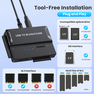 Adaptador USB a M.2 SATA IDE, caja externa para disco duro, interfaz tipo C para SSD/HDD de 2.5 y 3.5 pulgadas - Product Image 4