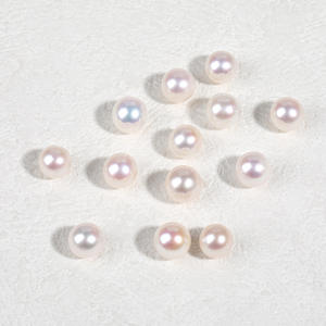 Perlas de Agua Dulce Naturales Casi Perfectamente Redondas, Blancas, de 9 mm, con Medio Orificio, para Joyería DIY, Perlas Sueltas - Product Image 4