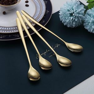 Cuillère à café en acier inoxydable doré/argenté, style coréen, tête ronde mate, mini, pour desserts et glaces, personnalisable - Product Image 3