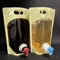 1L 1,5L Aluminiumfolie zakje met kraantje voor sap, wijn, koffie, dranken, vloeistofdispenser verpakking