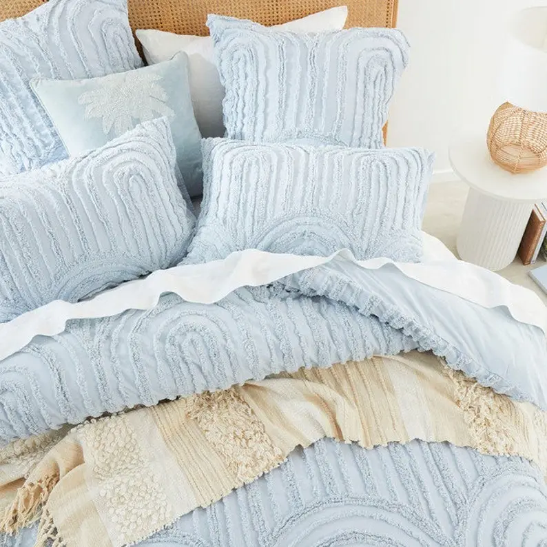 100% algodón diseñador hecho a mano diseño de concha edredón colcha juego de cama edredón juego de cama de boda mejor calidad