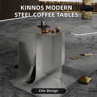 KINNOS Design Nordique Créatif Étagère de Rangement d'Angle Convertible en Acier Inoxydable Table Basse Moderne pour Canapé de Salon