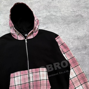 Felpe con Zip in Cotone 100% French Terry con Patchwork a Quadri e Blocchi di Colore Personalizzate per <span class=keywords><strong>Uomo</strong></span> di Helobro Clothing Manufacturers - Product Image 5