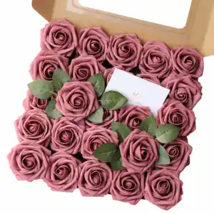 真看玫瑰彩色材料装饰人造花单紫薇玫瑰花