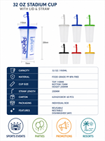 Gobelets de sport personnalisés en PP de 32 oz avec couvercles – Réutilisables, sans BPA, anti-fuite, qualité alimentaire, pour fêtes, couleur Pantone, OEM ODM