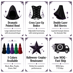 <span class=keywords><strong>Robe</strong></span> Gothique Médiévale Femme, Corset Renaissance, Manches Cloche, Costume de Scène Halloween, Jeu de Rôle, <span class=keywords><strong>Robe</strong></span> de Cosplay - Product Image 3