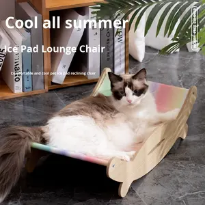 Tumbona para mascotas grande extra grande ecológica de verano cama de madera gruesa para las cuatro estaciones con patrón impreso de cama especial para gatos y perros - Product Image 1