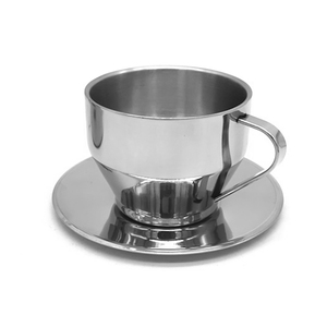 Wholesale Online Top Seller Stainless Steel Coffee <b>Cup</b> Set American Double Layer Restaurant with <b>Saucer</b> for Tea by - Product Image 4