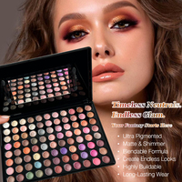 Palette de fards à paupières professionnelle imperméable à l'eau, 88 couleurs, avec finition pailletée et poudre hautement pigmentée