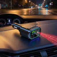 Chargeur de voiture rétractable 5 en 1 avec transmetteur FM et adaptateur Starlight pour iPhone et Android
