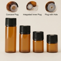 Flacons en verre ambré de 1 ml à 5 ml pour huiles essentielles, échantillons vides, impression sérigraphique, autocollants, recharge, emballage format d'essai – Approvisionnement direct usine