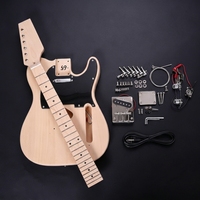 TC DIY Semi-finished Maple Neck Basswood Body 39 Inch Polished Finish Solid 6-String Hollow Electric Guitar Kits Beginner TL