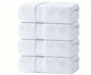 Super Absorbent High Quality Woven <b>White</b> Rectangle Hotel <b>Towels</b> 100% Pure Cotton Quick-Dry Eco-Friendly Machine Washable - Product Image 1