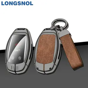 Car Key Case For Bentley Retro Leather Car Keychain Keys Bag Cover Car Remote Key Accessories