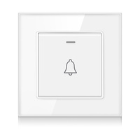 Interrupteur de sonnette professionnel NOVSKI à panneau en verre trempé 86x86mm 16A 250V 1 Gang 1 Voie Pop