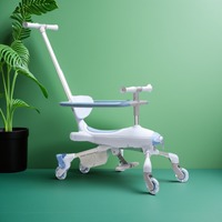 Marche-bébé électronique multifonctionnel 3-en-1 avec roues pivotantes universelles et barrière circulaire pour enfants