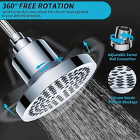 Pommeau de douche moderne de 6 pouces en ABS chromé à jet de pluie pour salle de bain, élimination du chlore, beauté pour la peau