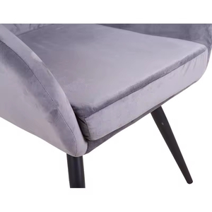 Sedia da Pranzo di Design Moderno <span class=keywords><strong>in</strong></span> <span class=keywords><strong>Tessuto</strong></span> Vellutato con Struttura <span class=keywords><strong>in</strong></span> Metallo e Gambe Verniciate a Polvere Nera - Product Image 3