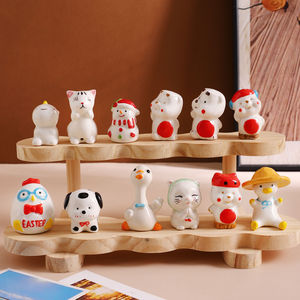 Figuras de animales de cerámica con diseño de dibujos animados, decoración de escritorio para el hogar pintada a mano, regalo para parejas, amigos, colegas - Product Image 1