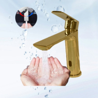 Nouvelle technologie d'économie d'énergie, ne nécessitant pas d'alimentation externe, robinet de lavabo à capteur tactile contemporain à trou unique pour salle de bain