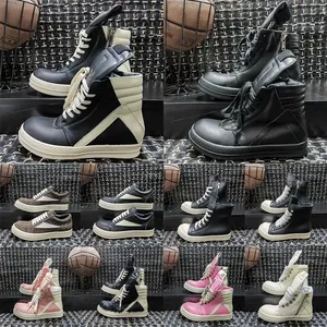 Baskets montantes de créateur pour femmes, à lacets, en cuir rose, à semelle épaisse, modèle Geobasket pour hommes - Product Image 2