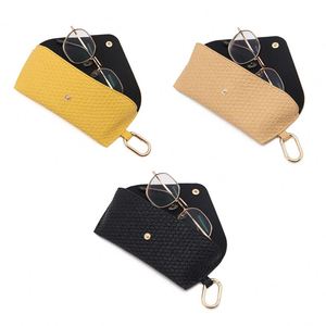 Stylish Sunglasses <b>Case</b> with Straw Woven Pattern Novelty Sundries Pouch Durable <b>Glasses</b> Holder with Keyring <b>for</b> Bag Hanging - Product Image 1