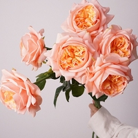 Rose artificielle en soie de haute qualité, à tige unique, toucher réel, revêtement en latex, pour décoration de mariage, de table, de fête ou de maison, vente en gros