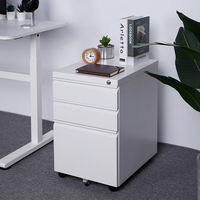 CAB01-1-archivador móvil de 3 cajones con ruedas, con cerradura debajo del escritorio, oficina, hogar, organizador de archivos
