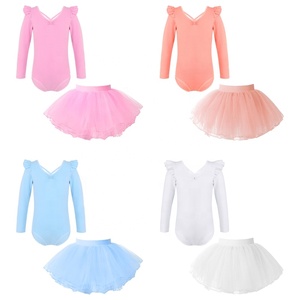 Ensemble de danse pour filles de 3 à 14 ans, justaucorps avec jupe tutu, ensembles de robes de danse de salon pour la pratique, l'entraînement et la compétition, tous styles - Product Image 1