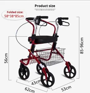 ניידות בעלת ארבע גלגלים קלה קלנועית קיפול מושב קשיש הליכה קשיש למכולת עיצוב קיפול קל - Product Image 2