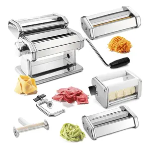 Hand Crank Pasta Maker Met Spaghetti Fettuccini Roller Angel Haar Ravioli Noodle Lasagnette Cutter Attachment Teller Top Klem