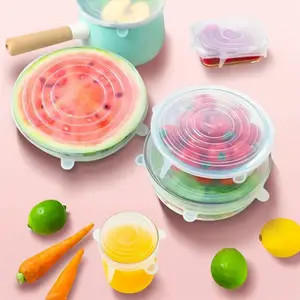 Universal Silicon Stretch Lids Bpa Free Reusable 6pcs Silicone Stretch Lids Universal Silicone Food Cover Kitchen Silicon Stretch Lid