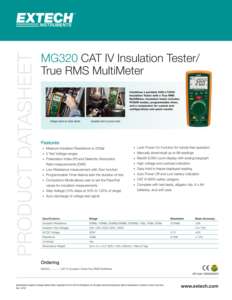 เครื่องทดสอบฉนวนหน้าจอดิจิทัลสำหรับแมว IV ความแม่นยำสูง MG320จาก Extech & TRMS มัลติมิเตอร์ - Product Image 2