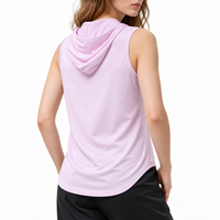 Débardeur à capuche sans manches personnalisé avec logo, ourlet incurvé, séchage rapide, pour femme, course, yoga, gym, OEM ODM, tissu élastique, entraînement, débardeur de sport