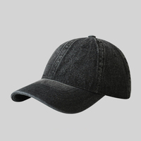Casquette de baseball unisexe en denim délavé vierge à 6 panneaux, visière courbée, structure souple, ajustée, pour le printemps et l'été, idéale pour les voyages, vente en gros