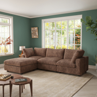 Canapé modulaire en velours côtelé marron Voxhome USA en stock, livraison directe, meubles de salon, ensemble de canapés sectionnels