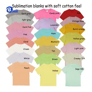 Soft Plain Pink Color Series Sublimation Girl's Short Sleeve Ruffled Sleeve Hemline Multi Color T Shirt For Custom Printing