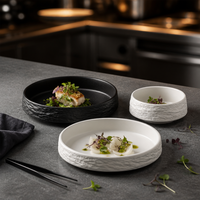 Service de vaisselle en porcelaine mate noir et blanc de style nordique, assiettes et bols en céramique écologiques, vente en gros pour restaurants et traiteurs, OEM