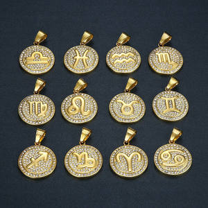 Bijoux en acier inoxydable plaqué or 18 carats, meilleur vendeur, collier zodiaque pour hommes, pendentifs en zircon pour enfants - Product Image 3
