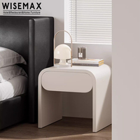 WISEMAX Meubles de chambre à coucher japonais en bois massif forme arquée table de nuit flottante noire table de chevet de rangement avec tiroir pour la maison