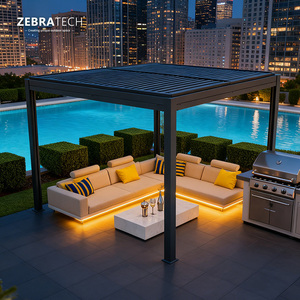 Louvered Pergola Full Aluminum Frame and Adjustable Roof Integrated Strip <strong>Lights</strong> <strong>for</strong> Outdoor Patio Gray Hardtop <strong>Gazebo</strong> Pergola - Product Image 5